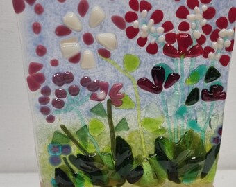 Small Fused Glass Interchangeable Plaque and Wooden Support Block