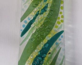 Contemporary Fused Glass Wall Art - Green Harmony