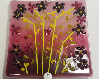 Contemporary Fused Glass Wall Art - Flowers