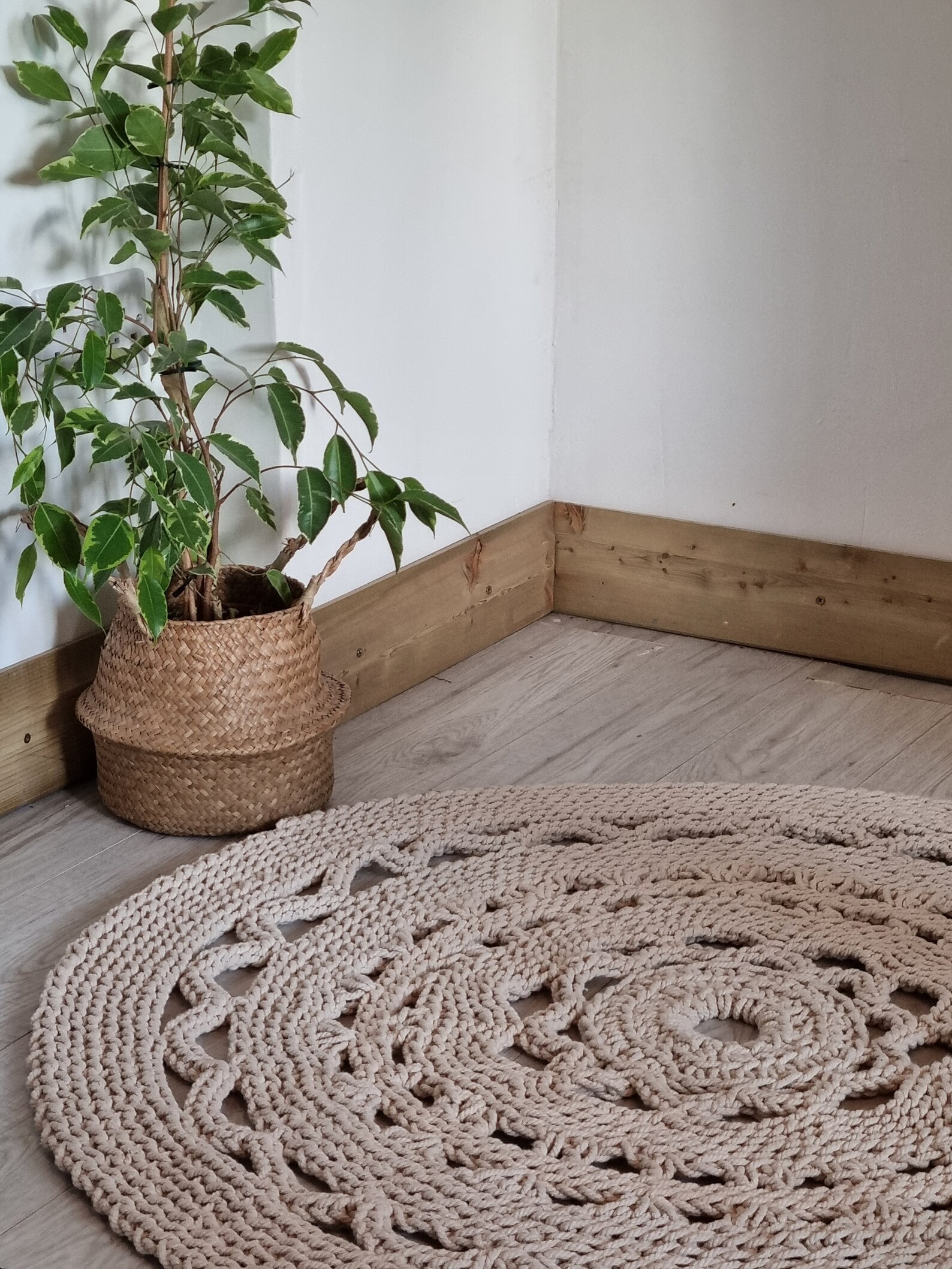 Macrame Chrochete rug area mat boho round cotton cord Etsy