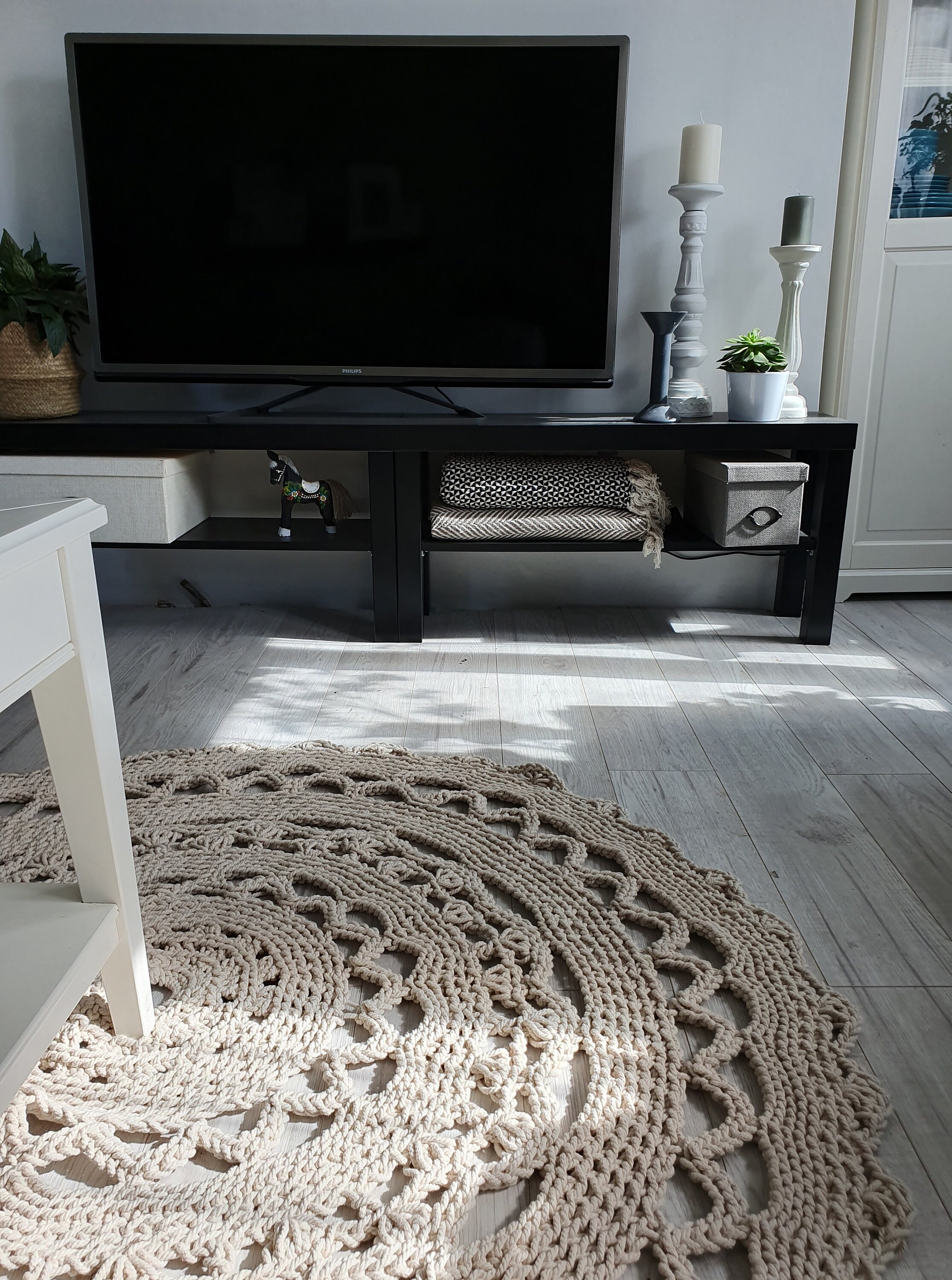 Macrame rug round cotton cord photography prop Etsy