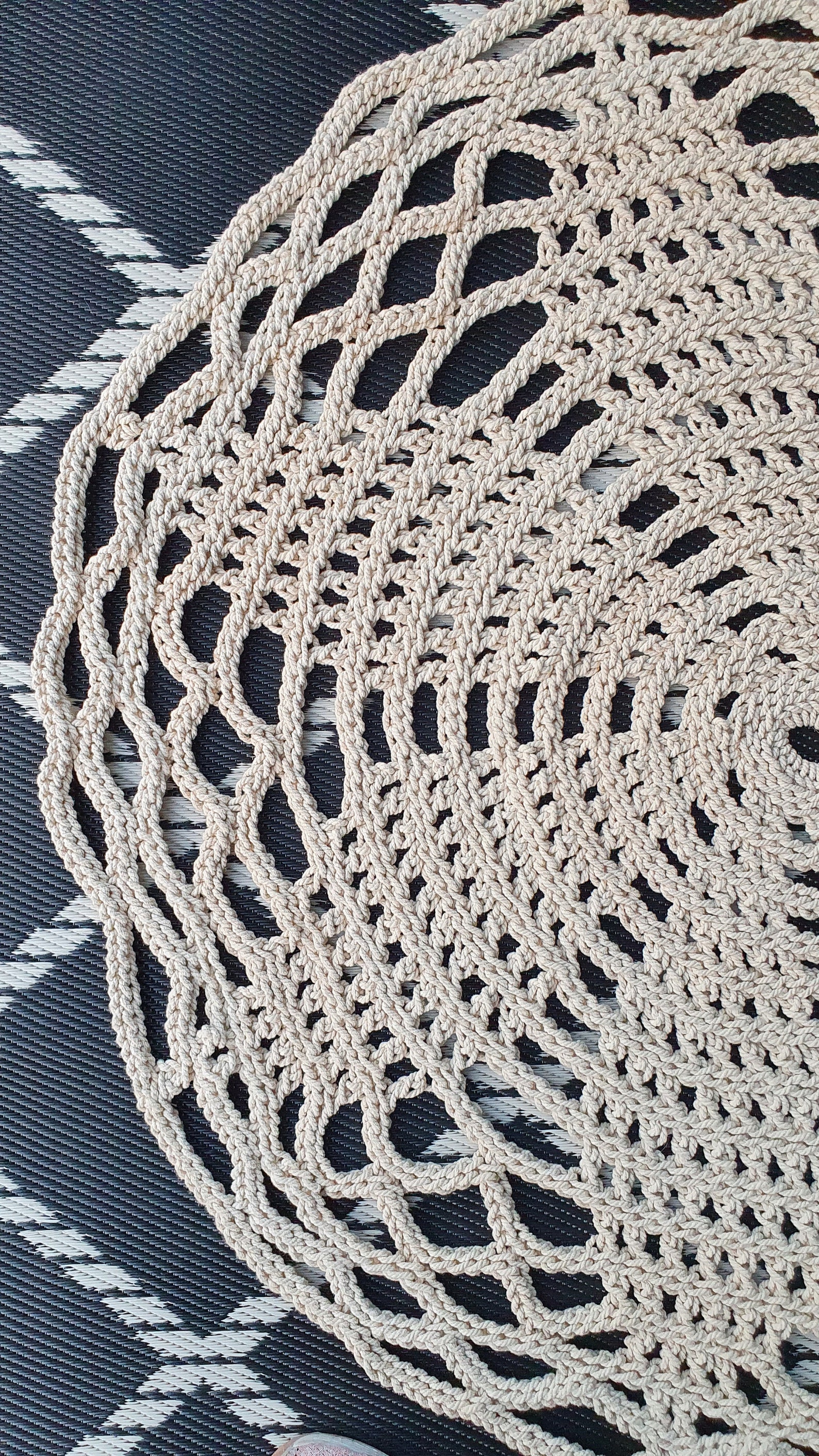 Macrame rug round cotton cord photography prop Etsy