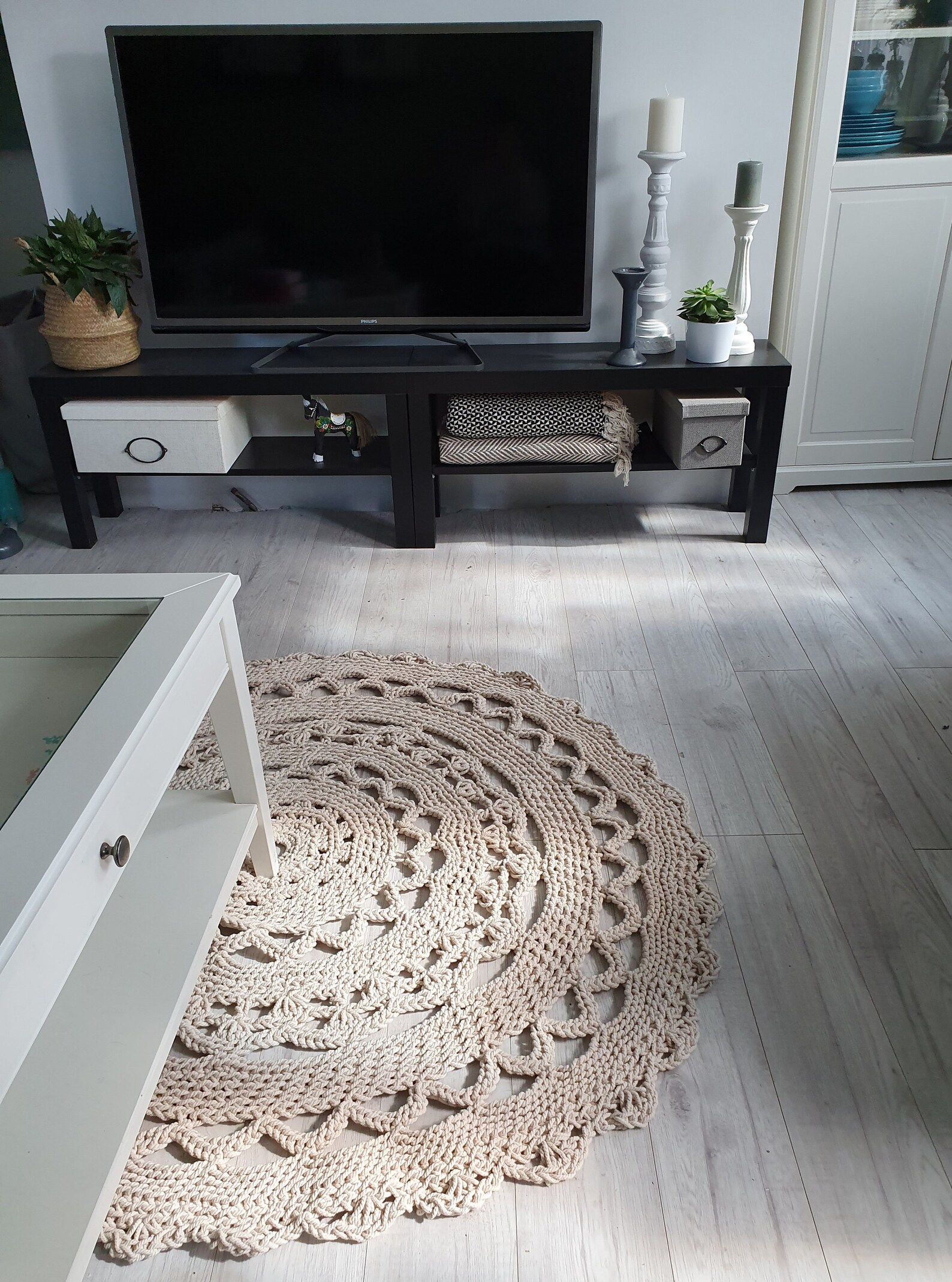 Macrame rug round cotton cord photography prop Etsy