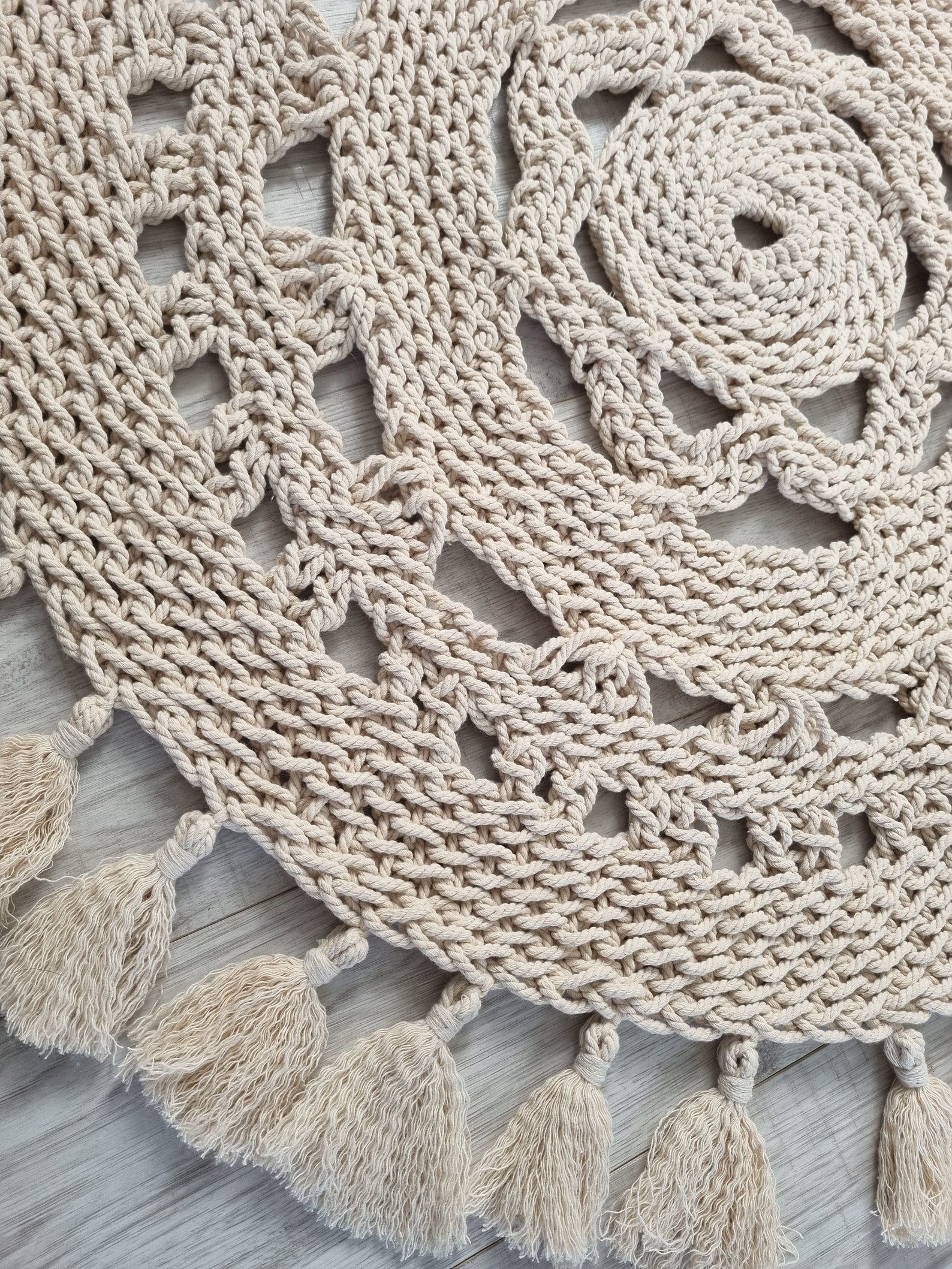 Macrame Chrochete rug area mat boho round cotton cord Etsy