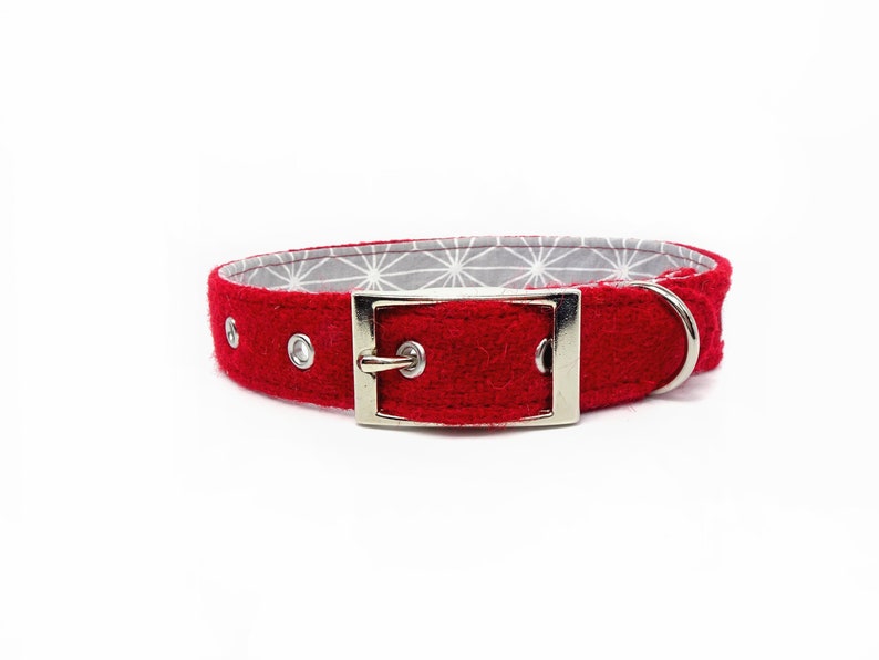 red tweed dog collar