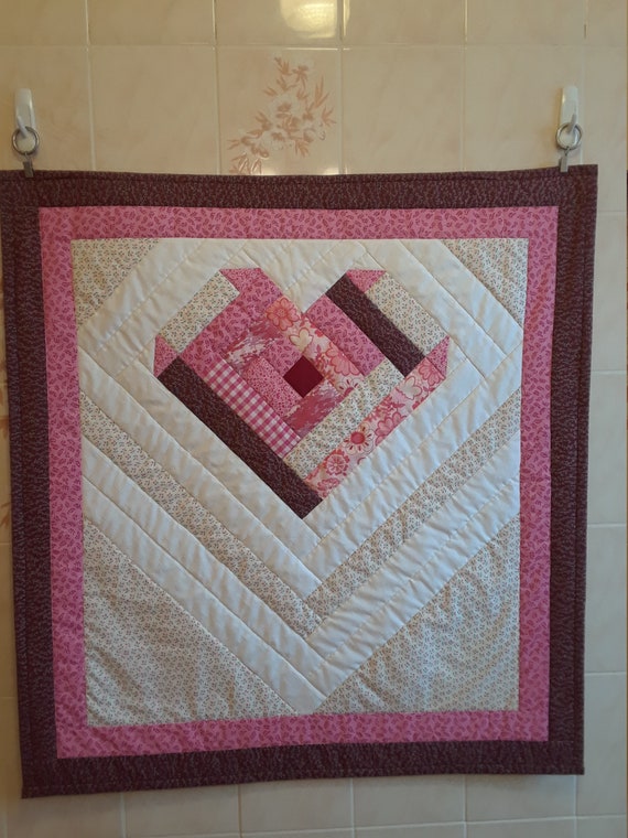 Log Cabin Heart Mini Quilt Etsy