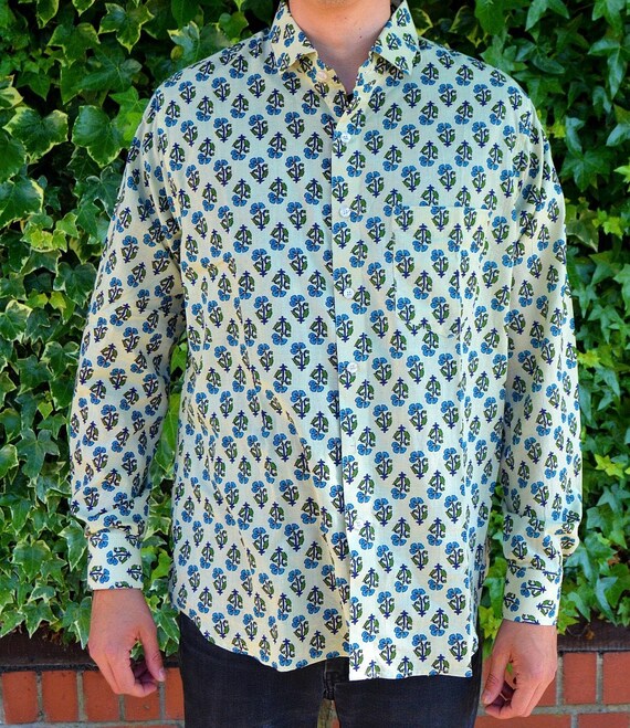 indian block print mens shirts