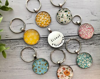 Handstamped dog ID tag. "Flower Power'". Unique dog pendant.