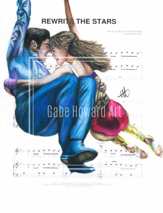 Rewrite the Stars Zac Efron and Zendaya Fine Art Print | Etsy
