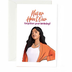 Tarjeta de cumpleaños Yo nunca he Devi