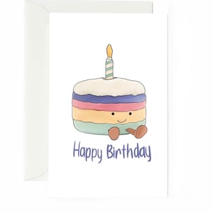 Cartão de aniversário com bolo inspirado em Jellycat