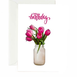 Cartão de aniversário de tulipas