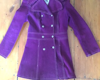 Vintage Purple Suede Jacket//Hippie//Hippy//Bohemain//Boho//70s