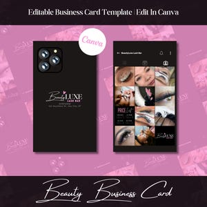Portrait Instagram Beauty Business Card Template | Professional Business Card | Pink DIY Business Card | Lash Tech | Nail Tech | MUA