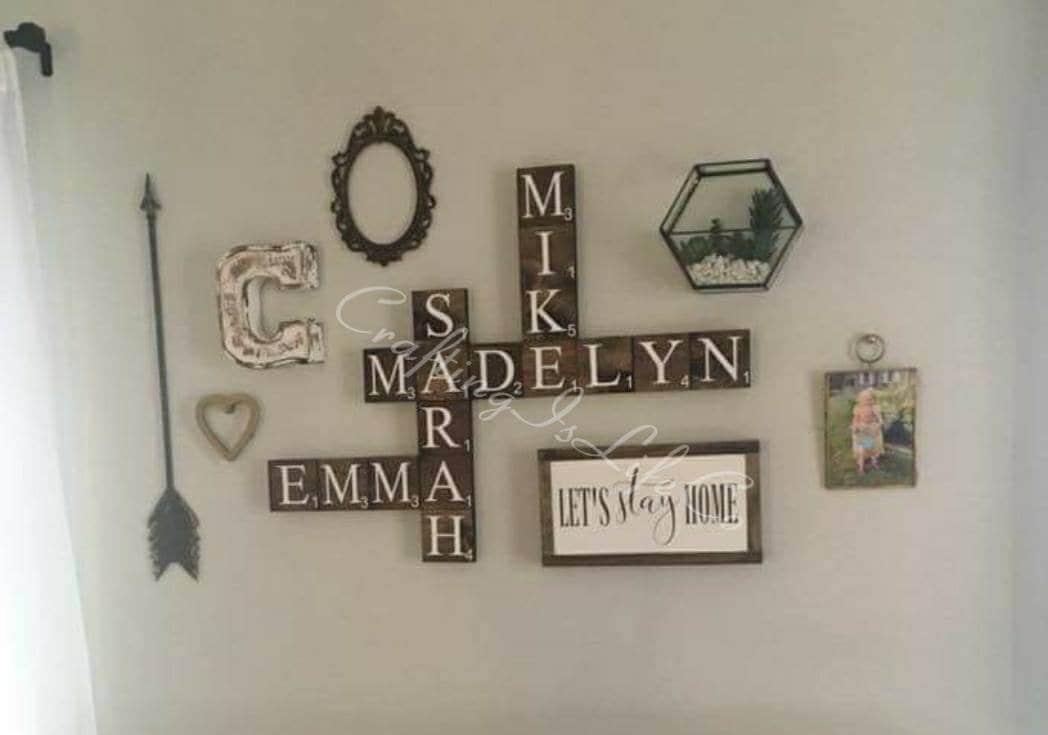 Personalized Wooden Scrabble Family Name Tiles Wall Decor Etsy