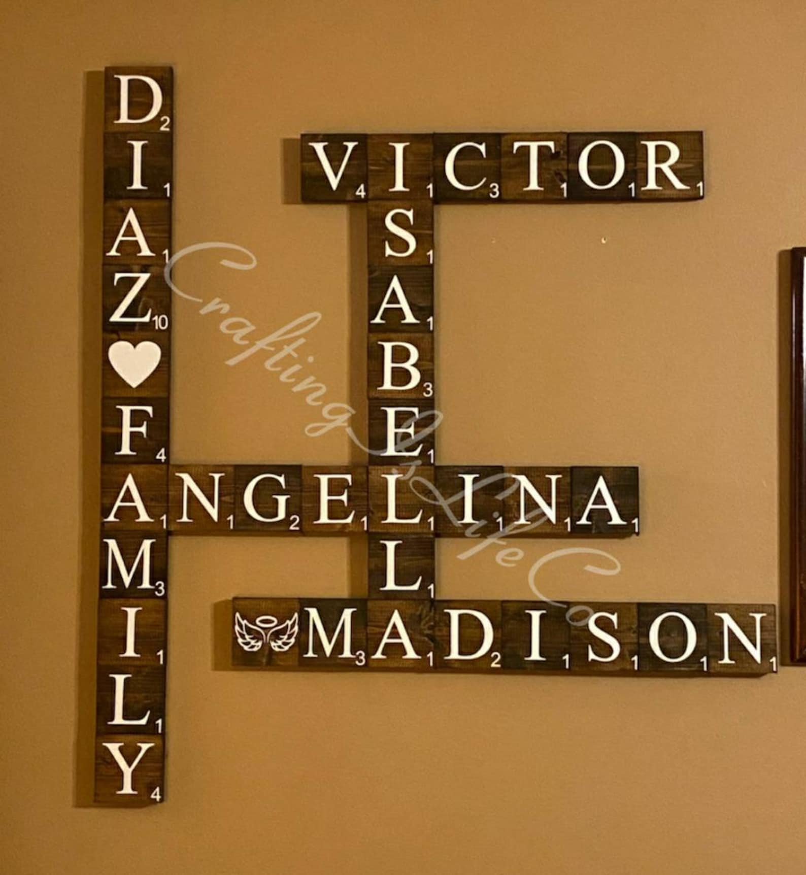Personalized Wooden Scrabble Family Name Tiles Wall Decor Etsy