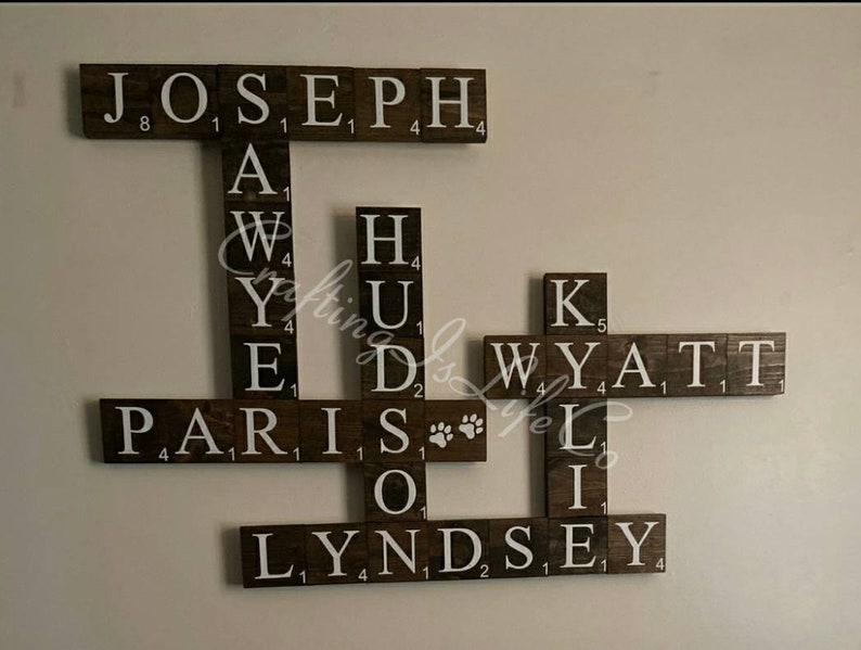 Personalized Wooden Scrabble Family Name Tiles Wall Decor