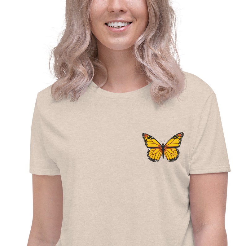 Embroidered butterfly Crop Tee