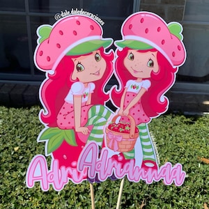 Strawberry girl centerpiece cutouts | shortcake girl centerpiece cutouts | custom centerpiece cutouts | strawberry cutouts | strawberry