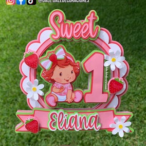 Baby strawberry girl cake topper | strawberry girl cake topper | strawberry cake topper | cake topper | girl cake topper | baby cake topper