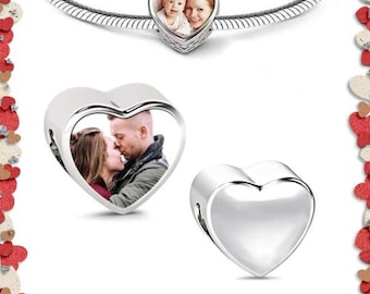 Personalized Heart Photo Charms Fit Snake Bracelet Custom Picture