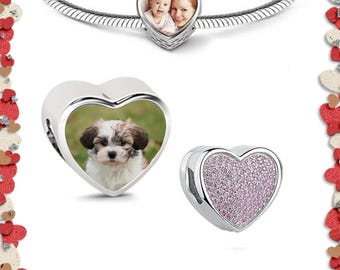Personalised Photo Charm pink crystal
