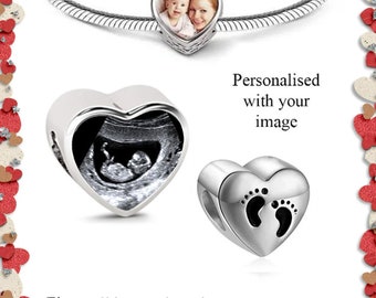 Personalised Photo Charm footprint backing pregancy