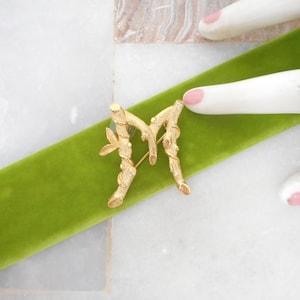 Vintage SARAH COVENTRY Letter M Brooch Monogram Initial Floral Leaf Gold Plate Designer Mid Century A,B,C Jewelry Gift, VivianJoel.com