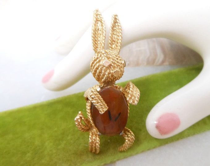 Vintage Rabbit Bunny Pin Brooch Jelly Belly Easter Designer Figural Mid ...