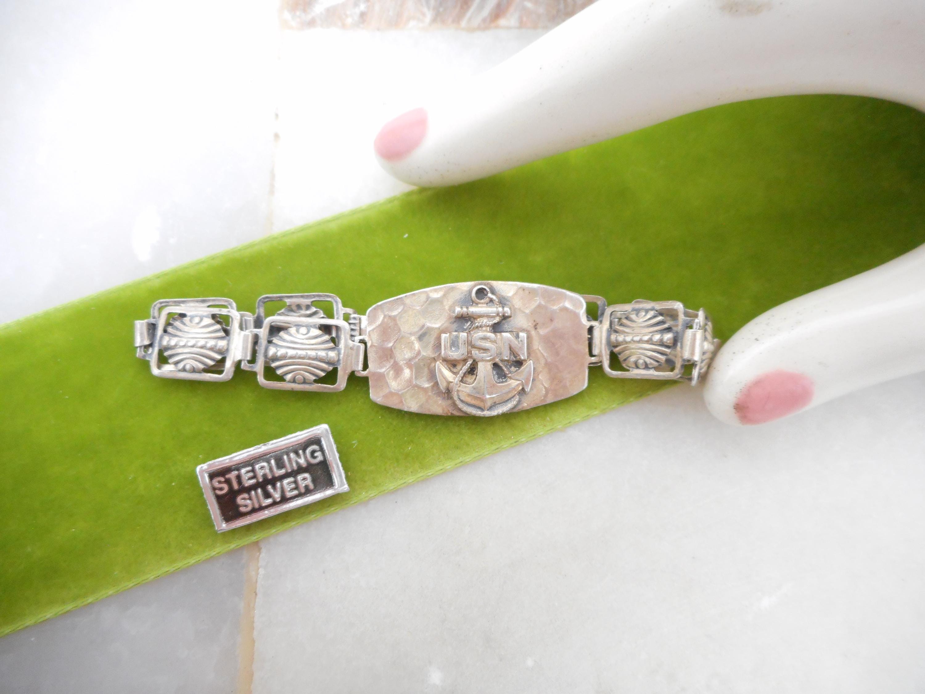 米軍 実物 SWEET HEART JEWELRY バングル USN USA製1910-40年代ヴィンテージUS.NAVYアメリカ海軍金張り蛇腹ベルト