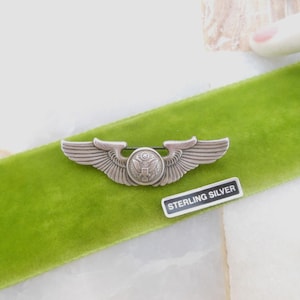 Vintage WWII US Army Military Air Force USAAF Wings Sterling Silver Pin Badge Brooch Jewelry Militaria *FLaW*, VivianJoel.com