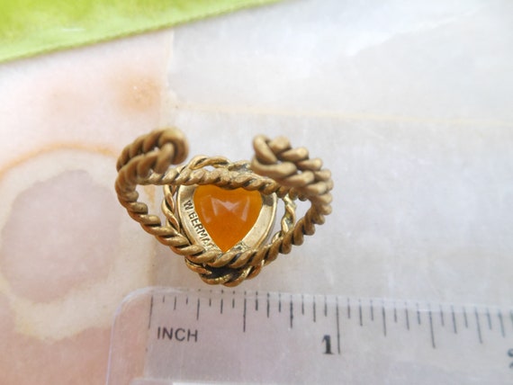Vintage WEST GERMANY Heart Topaz Ring Art Glass S… - image 5