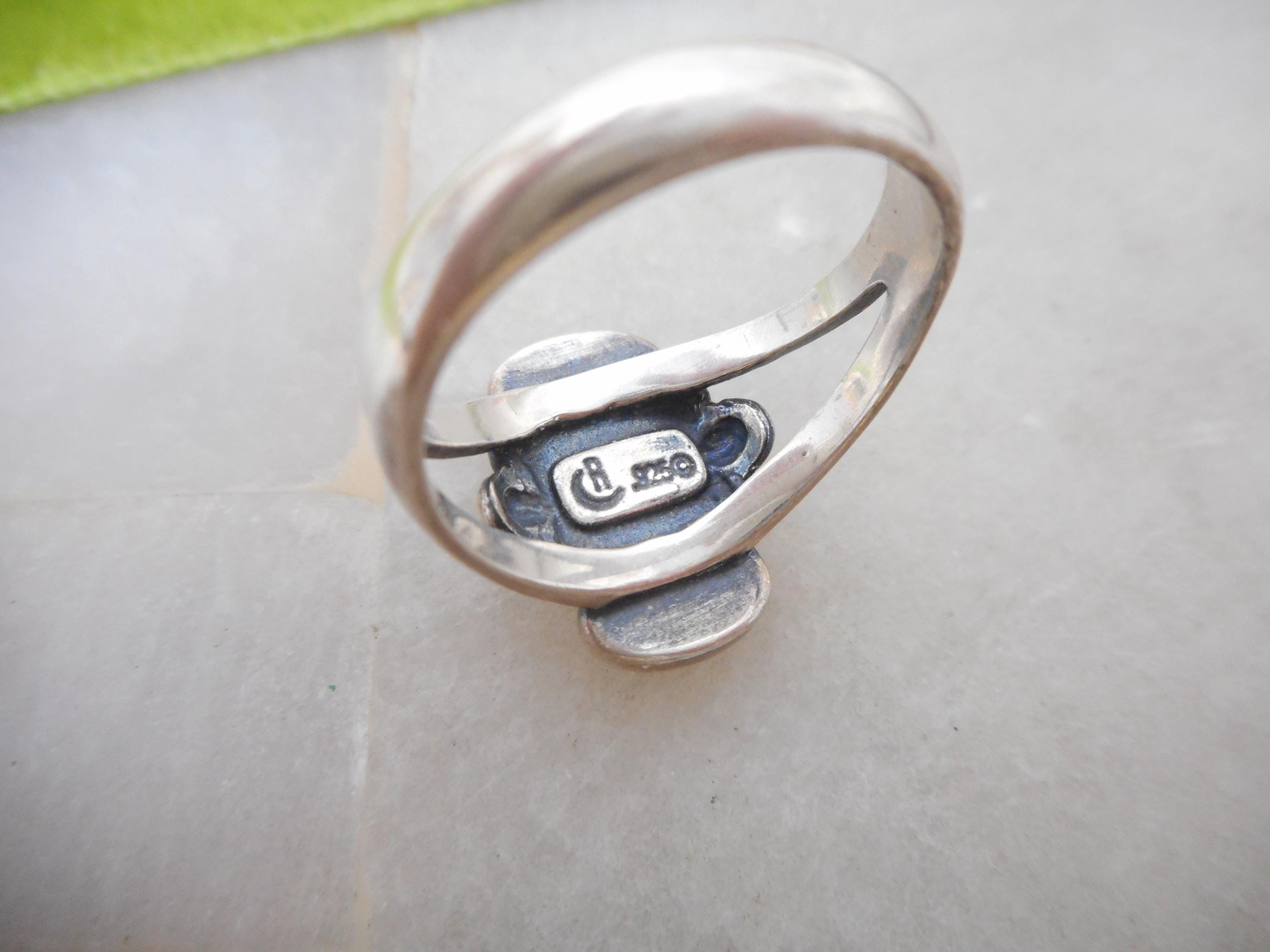 Relios Silver Rings Vintage Relios STERLING SILVER Ring Purple Charoite Gemstone Inlay 925 ...