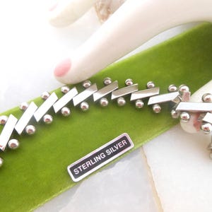 Vintage STERLING SILVER Bracelet Link 925 MEXICO Jewelry Modernist Ball Bar Mid Century VivianJoel.com