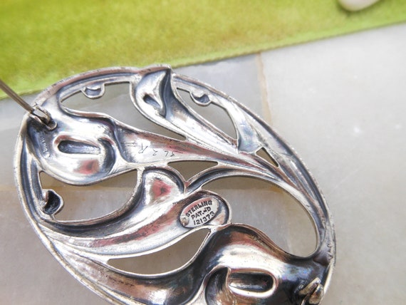 Vintage Calla Lily STERLING SILVER Flower Brooch … - image 4