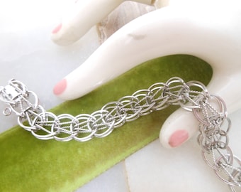 Vintage STERLING SILVER Chain Bracelet Double Link JB Designer