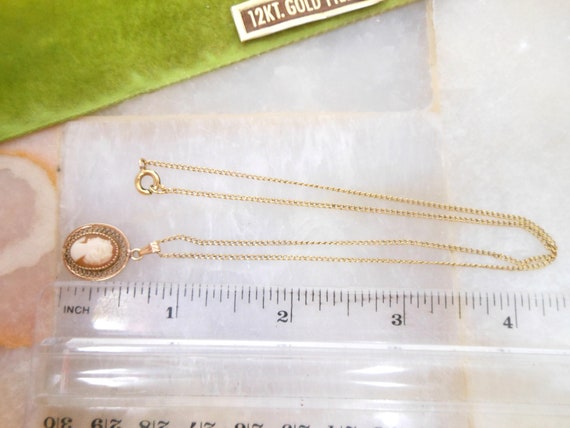 Vintage Cameo Gold Fill Pendant Necklace Petite D… - image 5