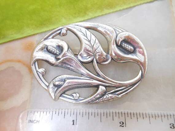 Vintage Calla Lily STERLING SILVER Flower Brooch … - image 6