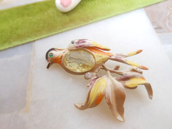 Vintage Bird Jelly Belly Brooch Celluloid Pin Old… - image 5