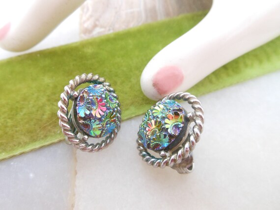 Vintage SARAH COVENTRY Earrings Clip On Iridescen… - image 3