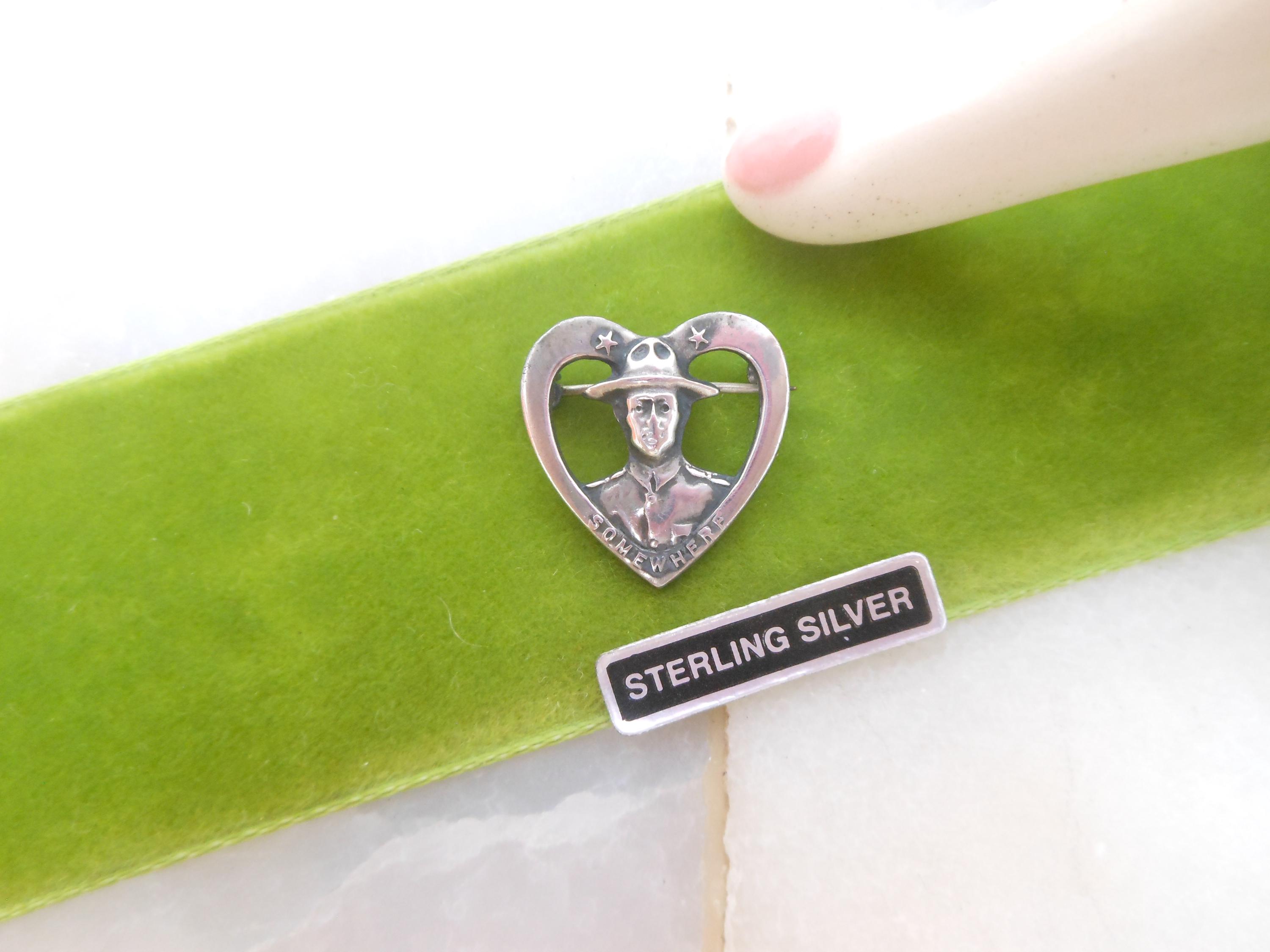 ★アメリカ軍＊１９４０年代＊９２５銀製SWEET HEARTピンブローチ（実物） ☆アメリカ軍＊1940年代＊925銀製SWEET HEARTピン