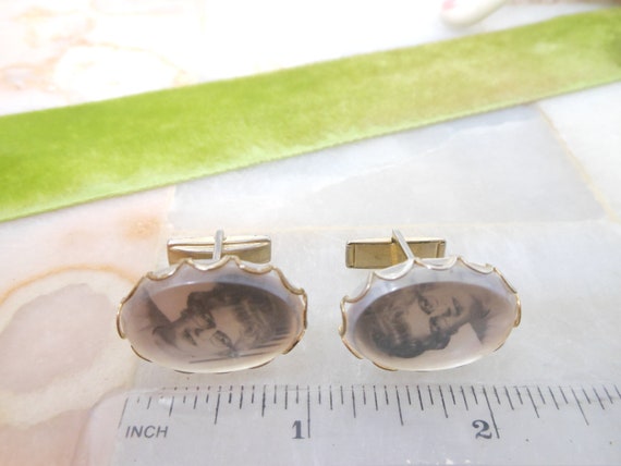 Vintage Your Mom Photo Cuff Links Lucite Groom Be… - image 5