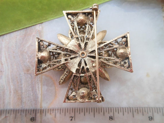 Vintage EMMONS Maltese Cross Brooch Designer Pin … - image 7