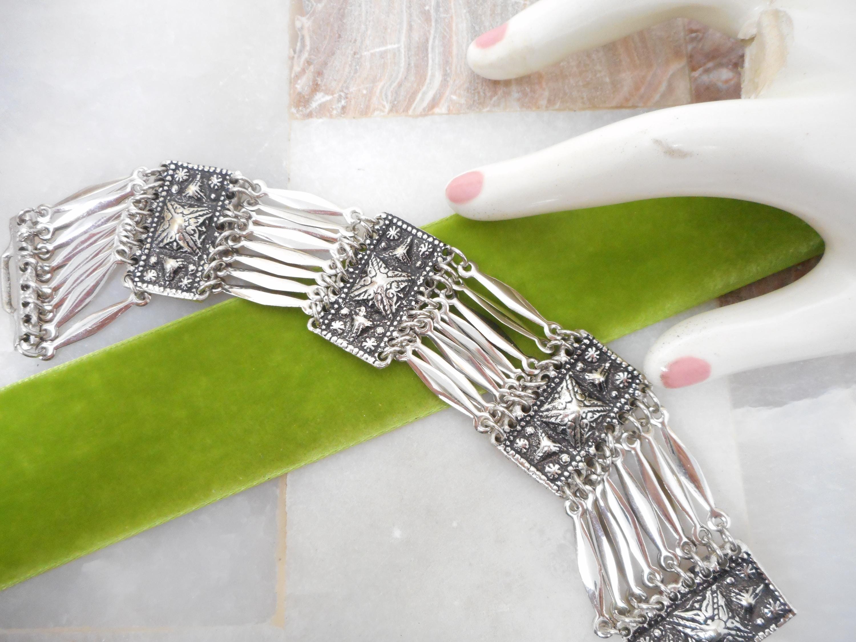 Vintage Mexican Chain Bracelet - Etsy