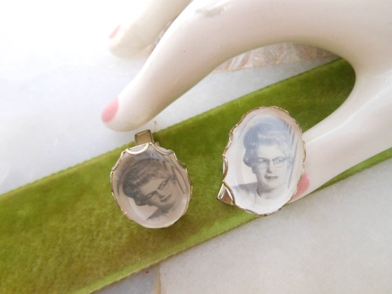 Vintage Your Mom Photo Cuff Links Lucite Groom Be… - image 2