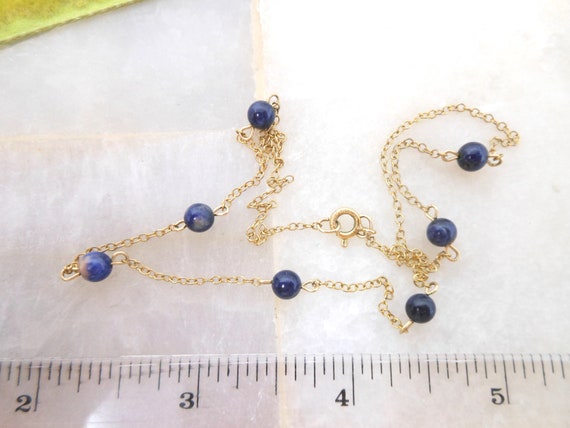 Vintage Gold Fill Blue Gemstone Necklace Collar P… - image 9