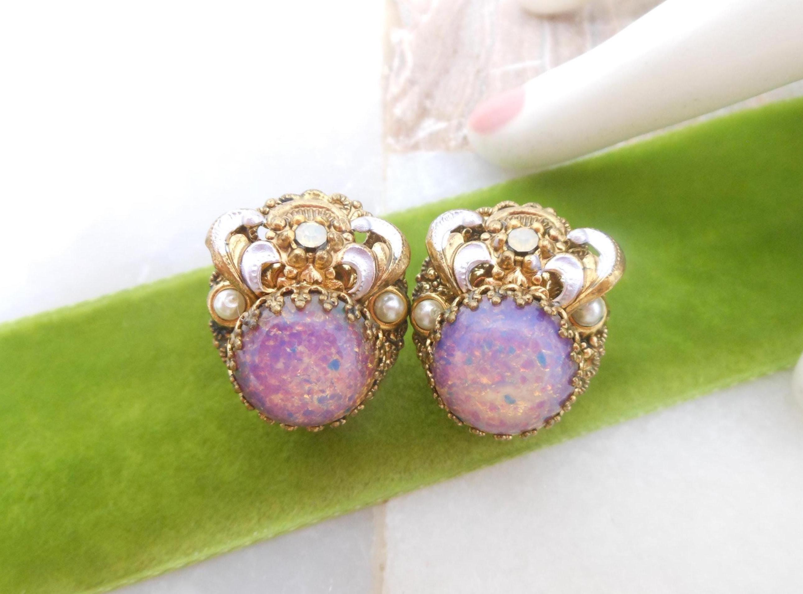 West Germany Earrings Porphyry Art Glass Western Germany Unique Multicolor Swirl Glass Clip Earrings main image 1