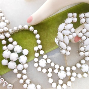 Vintage Milk Glass Necklace Bracelet Earrings Set Parure White Wedding Summer Jewelry Mid Century *As Is*, VivianJoel.com
