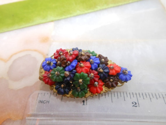 Vintage Tiny Flower Bead Brooch Dress Clip Beaded… - image 9