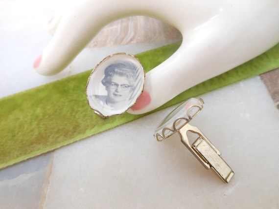 Vintage Your Mom Photo Cuff Links Lucite Groom Be… - image 3